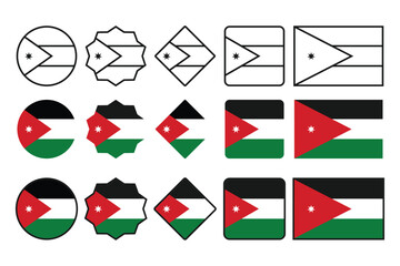 Jordan flag icon, different shape. Illustration vector
