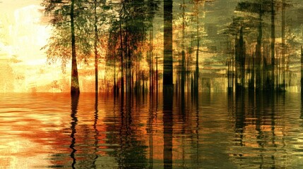 Flooded Forest Sunset Reflection