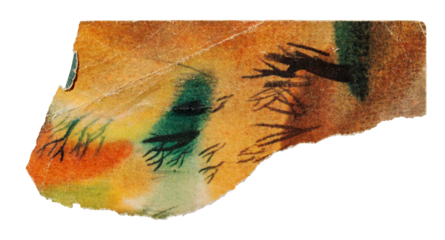 A piece of old vintage brown and green paper, a scrap of page from a children's book