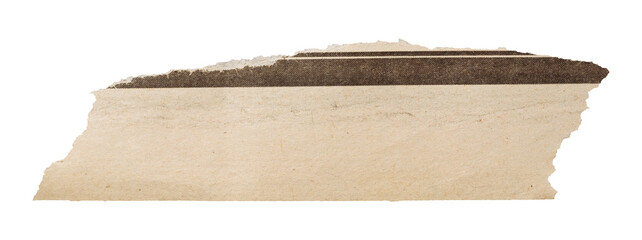 Torn strip of old yellowed newspaper, isolated vintage page tear