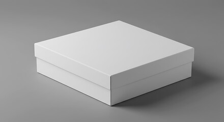 Fototapeta premium Blank White Square Gift Box Mockup on Gray Background, Perfect for Branding and Packaging Presentation
