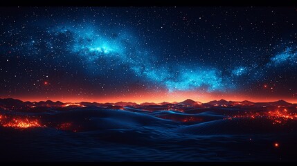 Naklejka premium A vibrant, otherworldly landscape bathed in a stunning, celestial light show