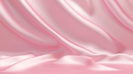 smooth flowing pink silk fabric with soft folds and gentle light reflections creating a calm and elegant atmosphere