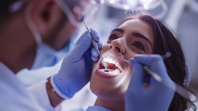 Dentist performing a deep cleaning procedure on a patients teeth