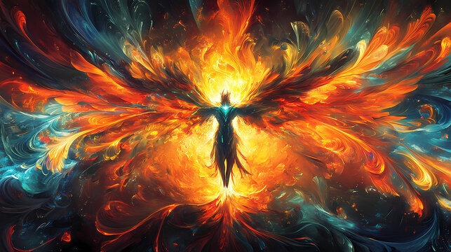 From the depths, i rise brighter, stronger, unstoppable. the fire within burns eternal, forging new beginnings from every fall. Awaken Forge. Illustration
