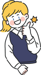 엄지척올리고있는 학생