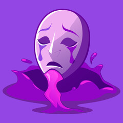 A purple mask with water flowing out, creating a striking visual effect.