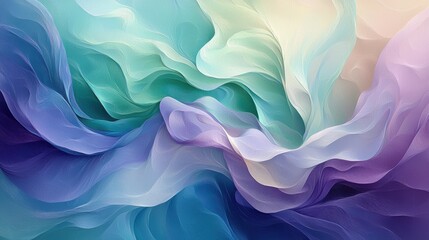 Obraz premium Serene Abstract Waves Pastel Blue, Purple, and Teal Swirls