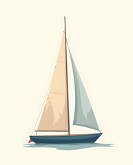 Fototapeta premium Sailboat with Simple Sail