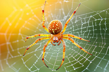 Dew-Kissed Spider Web Macro