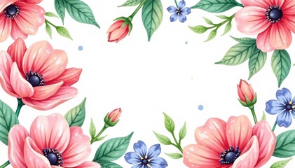 Delicate watercolor floral pattern, perfect for spring flyers , texture, blue, nature