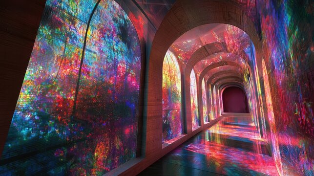 A botanical research facility where flowers bloom in holographic patterns. - Powered by Adobe