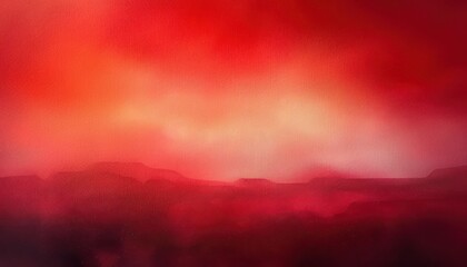 Obraz premium Abstract landscape with blurred layers of red and orange hues creating a warm, intense atmospheric effect resembling a fiery sunset or glowing horizon