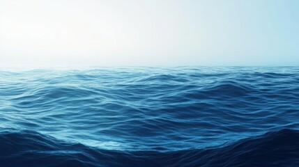 Fototapeta premium Calm ocean waves, hazy sky, tranquil seascape, perfect for travel or nature websites