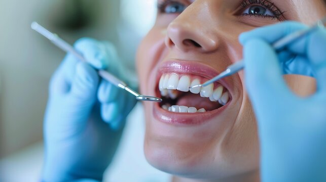 Dentist using a periodontal probe to check for gum disease