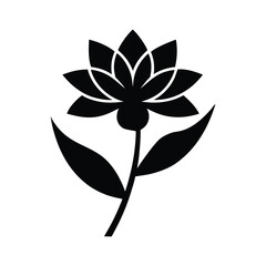 Abstract Wildflower Icon Black Vector Silhouette