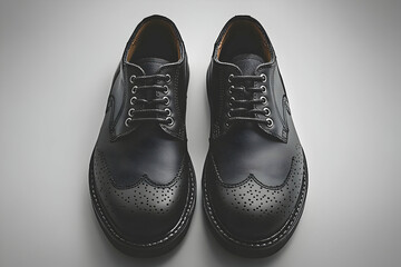 Elegant Black Leather Brogue Shoes Illustration