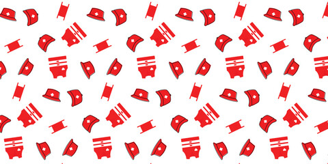 scatter seamless pattern red cross day theme with stretcher, vest and hat. repeat background for wallpaper, web, poster and banner