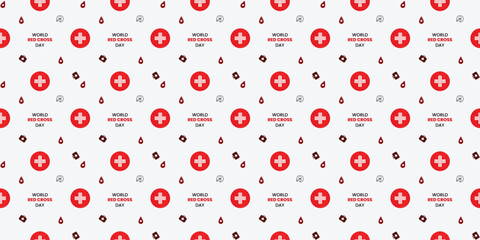 scatter seamless pattern red cross day theme. repeat background for wallpaper, web, poster and banner