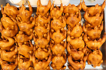 top view braised pigeons at horizontal composition