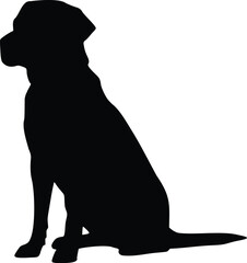 Labrador Dog Sitting Silhouette Illustration Vector