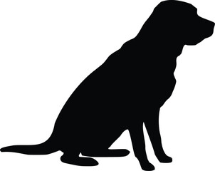 Labrador Retriever Dog Sitting Side Profile Silhouette Illustration Vector