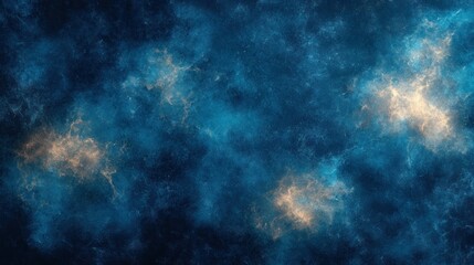 Abstract Cosmic Nebula: Celestial Blue and Gold Hues