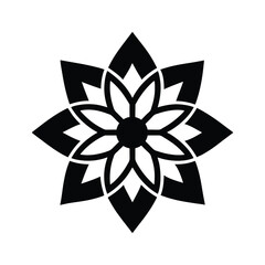 Geometric Flower With Symmetry Black Vector