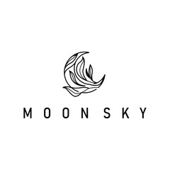 simple minimalist moon logo design with elegant line concept as a symbol illustration template for a product and business brand