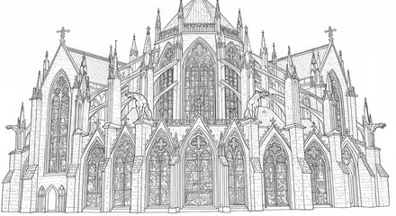 Fototapeta premium Detailed Gothic Cathedral with Stained Glass