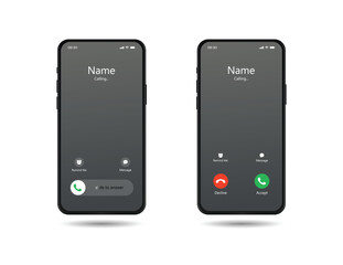 IPhone Call Screen Concept UI. Incoming Call Screen Template.
