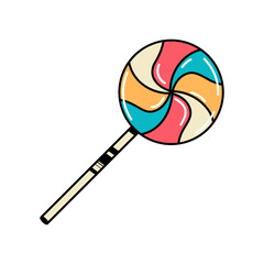 Colorful lollipop sweet candy. Retro vector illustration isolated on white background
