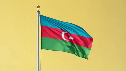 national flag of azerbaijan nation waving on greenscreen chroma key green solid background