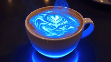 Steaming latte art cafe glow