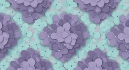Floral Pattern with Purple and Green Blooms Seamless Texture