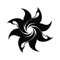 Swirly Abstract Floral Shape Black Vector Silhouette