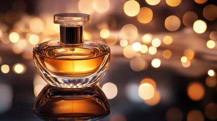 Golden Perfume, Festive Lights, Dark Background