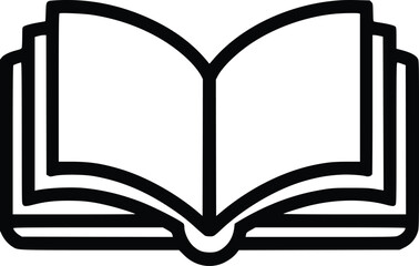 Black and white bold vector of a open book, isolated on white background.