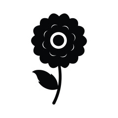Zinnia Flower Shape with Layers Black Vector Silhouette