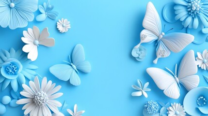 Obraz premium Delicate Pastel Flowers and Butterflies Design