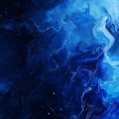 Abstract Deep Blue Fluid Painting