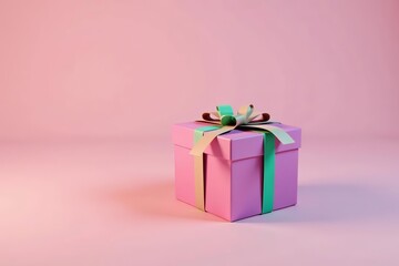 Vibrant gift box with ribbons on soft pastel background for birthday, Christmas, holiday celebration, joy, ribbon, colorful