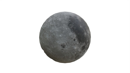 3D Realistic Render Of Moon Left View