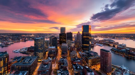 Fototapeta premium Vibrant cityscape at sunset gujaba urban photography aesthetic view