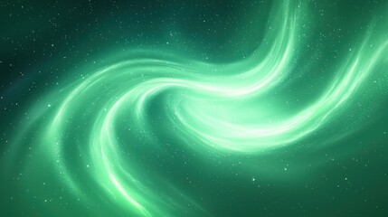 Obraz premium Green swirling nebula with distant stars