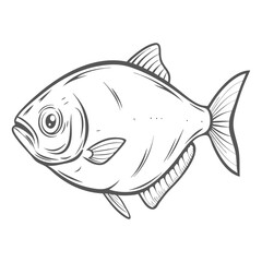 Pacu Fish Line Art Illustration