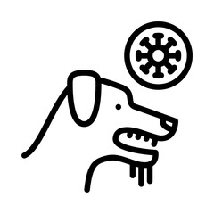 rabies virus outline icon. dog rabies black line illustration.