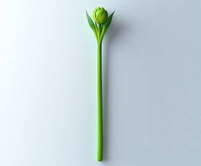minimalist abstract with a single green vertical line on a white background, modern and linear