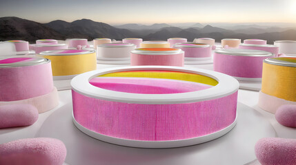 sky village where floating ad boards display nothing but light