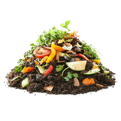 Small pile of compost soil. Isolated white background. Png format